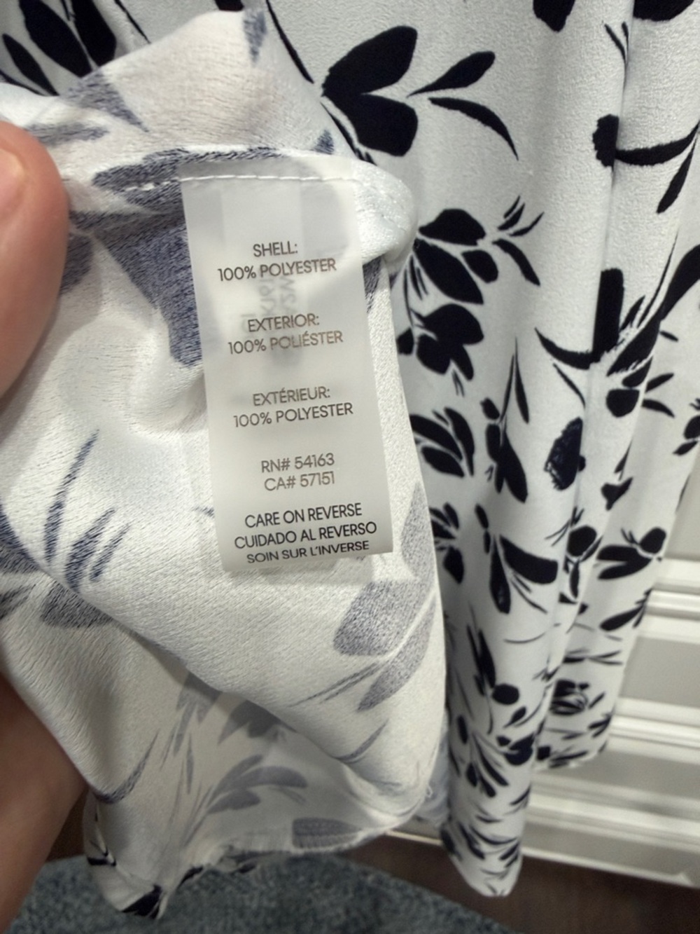 Calvin Klein White Midi Shirt Dress w/DARK NAVY BLUE Floral Print with Pockets - Picture 14 of 16